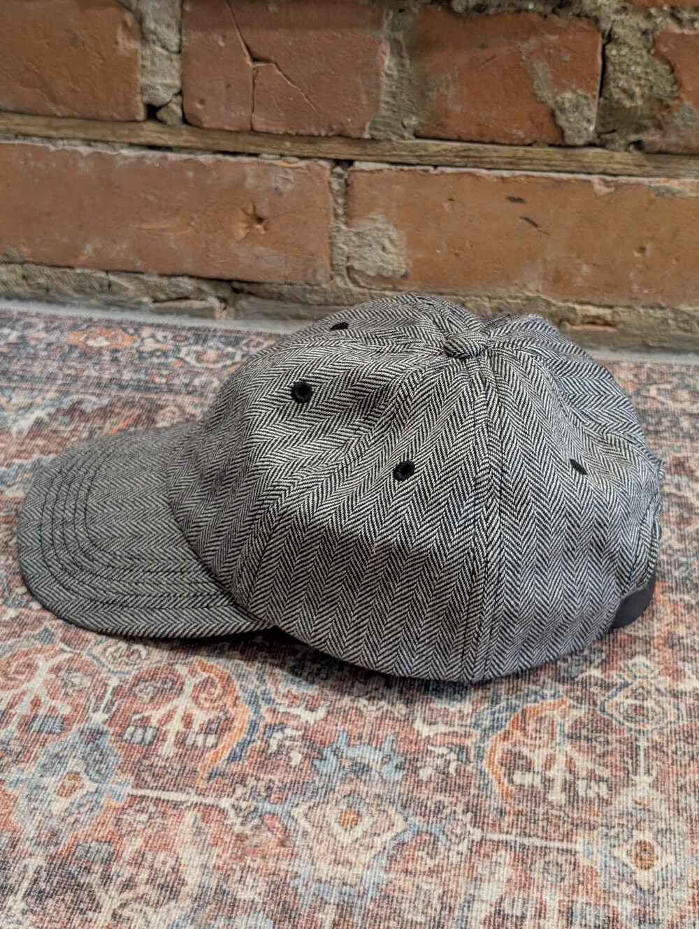 OVO 100% Wool Herringbone Tweed Baseball Cap Hat - Picture 2 of 12
